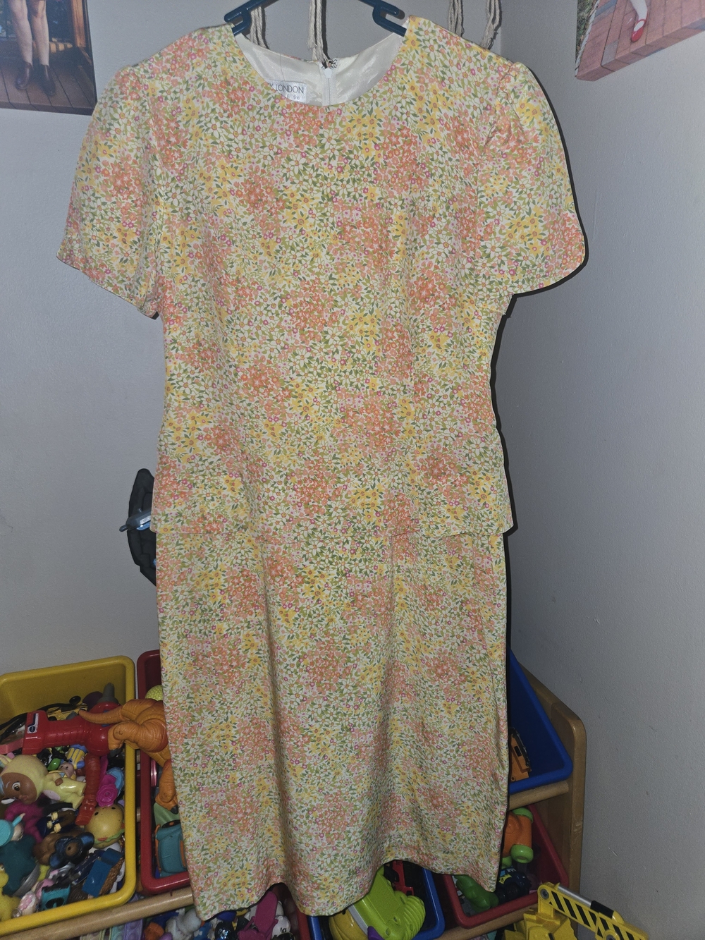 Maggy London Yellow and Coral Floral Midi Dress